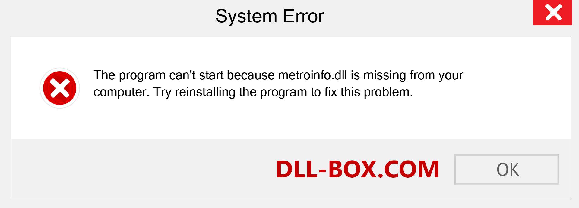  metroinfo.dll file is missing?. Download for Windows 7, 8, 10 - Fix  metroinfo dll Missing Error on Windows, photos, images